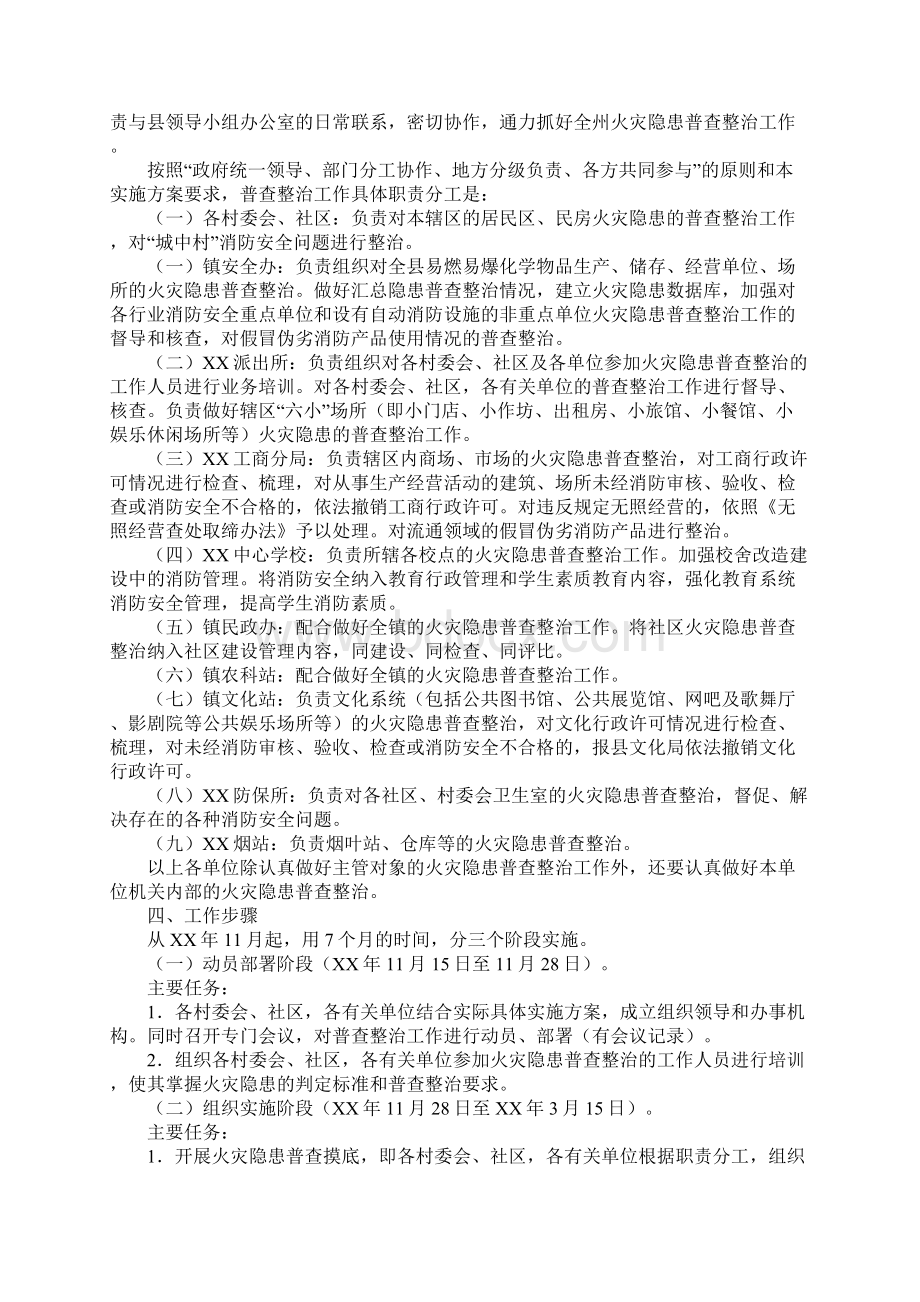 XX镇集中开展火灾隐患普查整治工作实施方案.docx_第2页