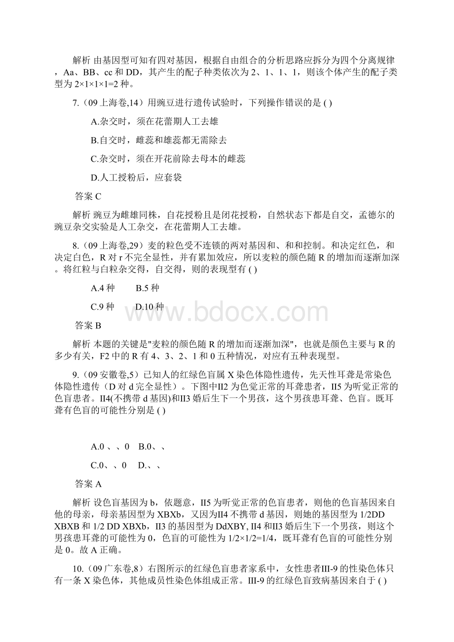 5遗传的基本规律与伴性遗传Word文档格式.docx_第3页