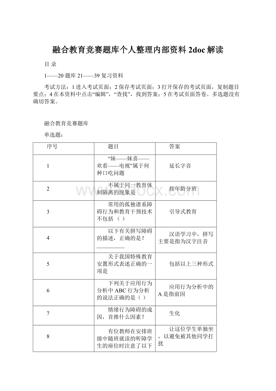 融合教育竞赛题库个人整理内部资料 2doc解读Word下载.docx_第1页