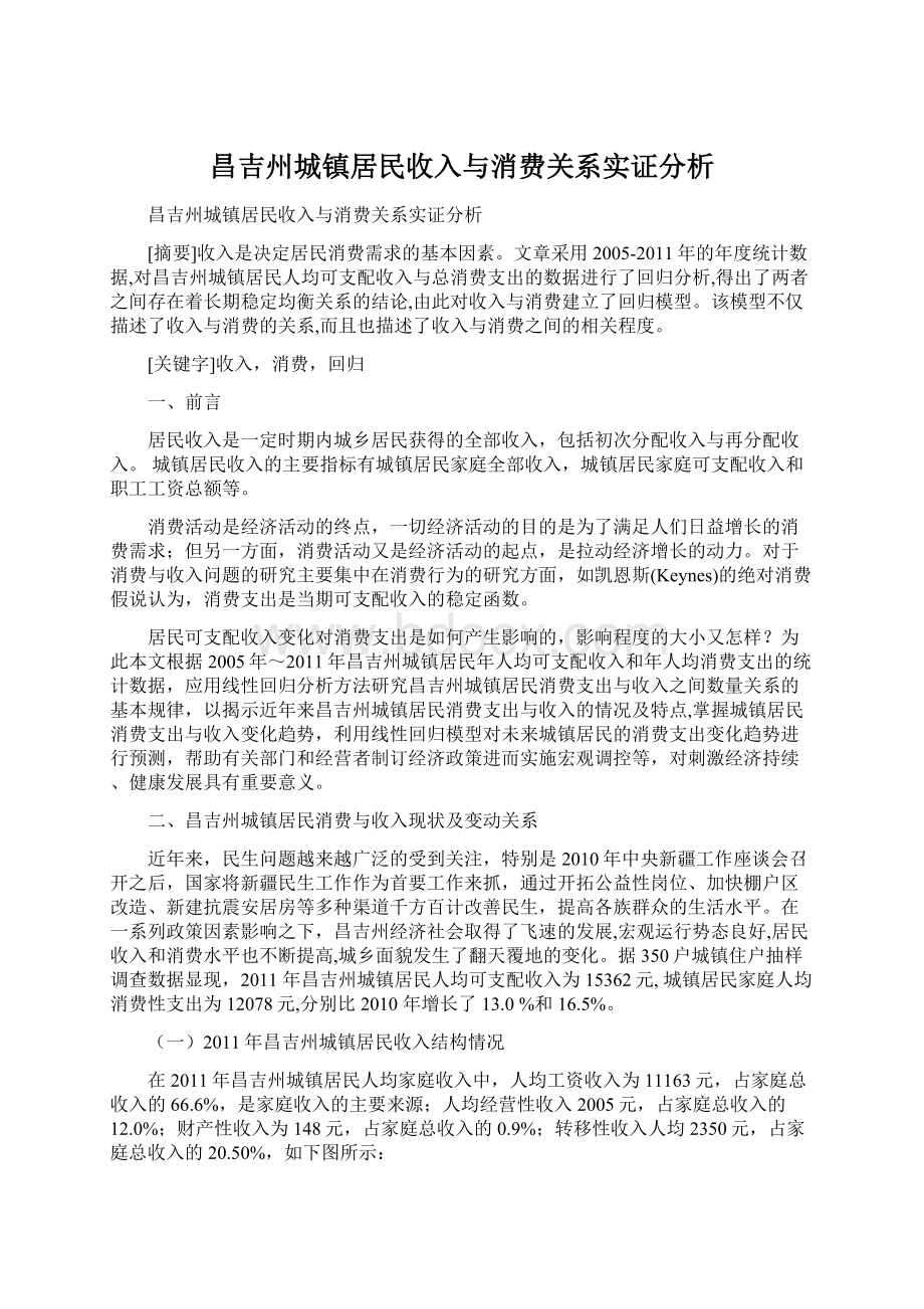 昌吉州城镇居民收入与消费关系实证分析.docx_第1页