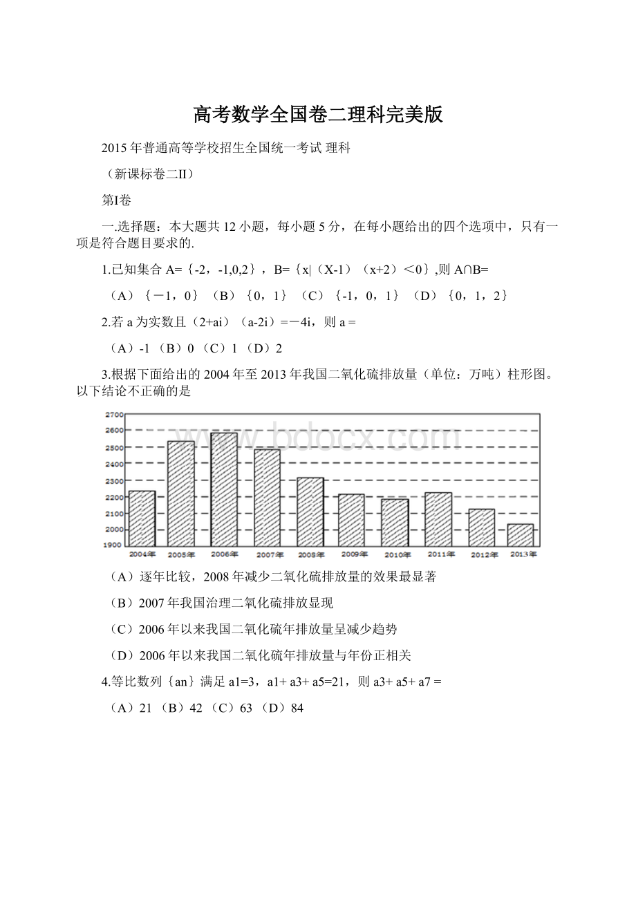 高考数学全国卷二理科完美版.docx_第1页