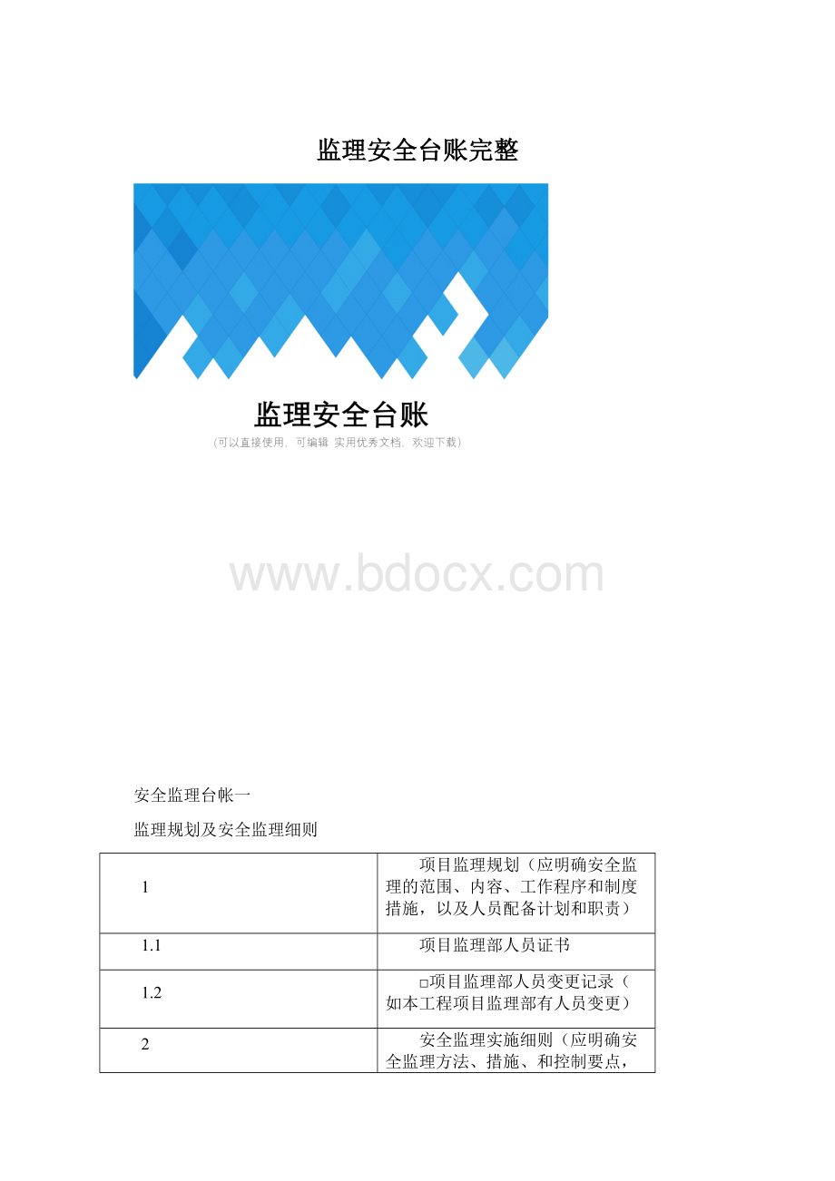 监理安全台账完整Word文档格式.docx