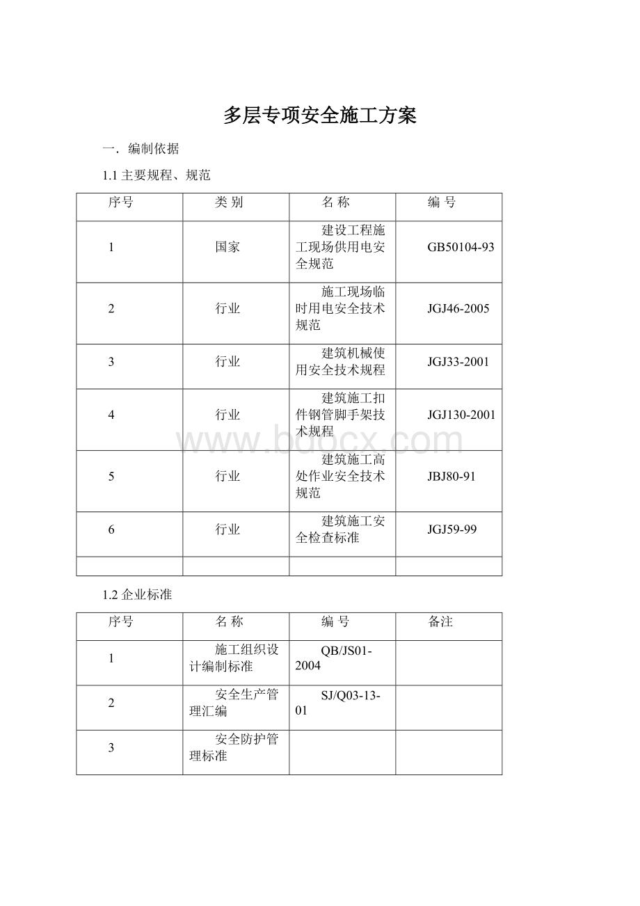 多层专项安全施工方案.docx