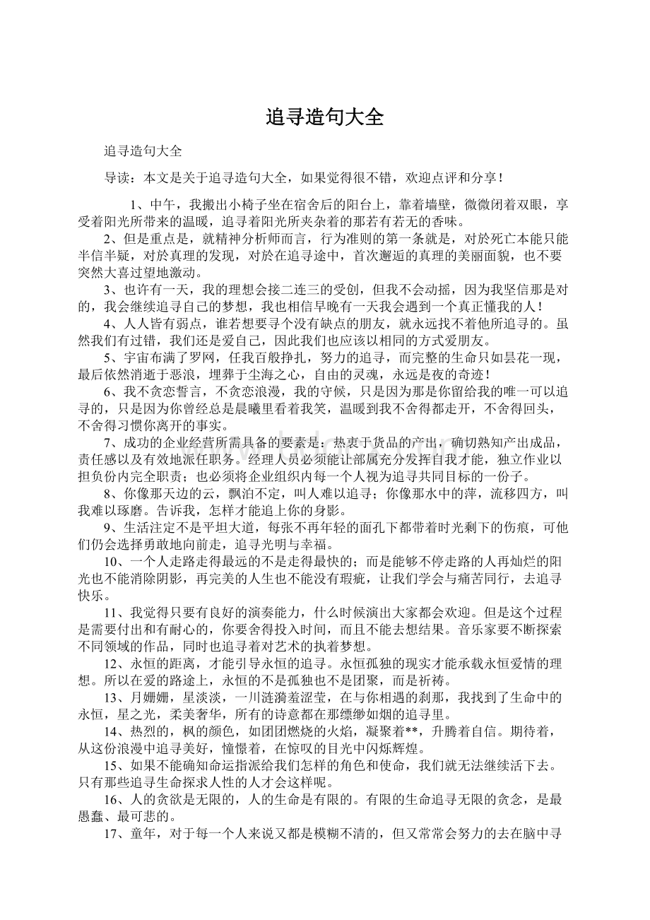 追寻造句大全Word格式文档下载.docx