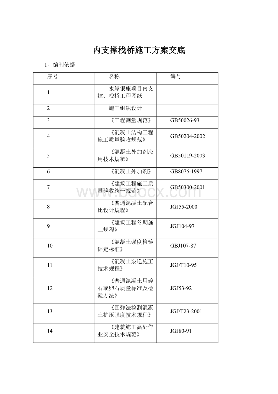 内支撑栈桥施工方案交底.docx_第1页