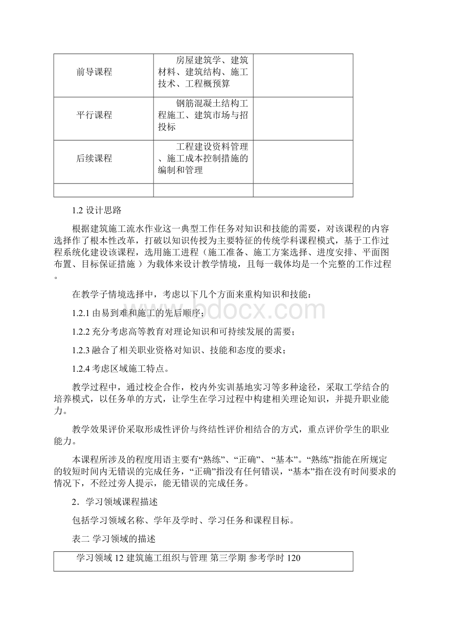 建筑施工组织与管理课程标准.docx_第2页