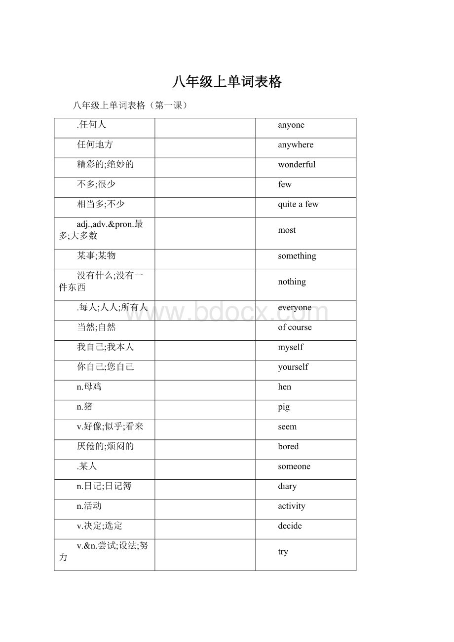 八年级上单词表格文档格式.docx_第1页