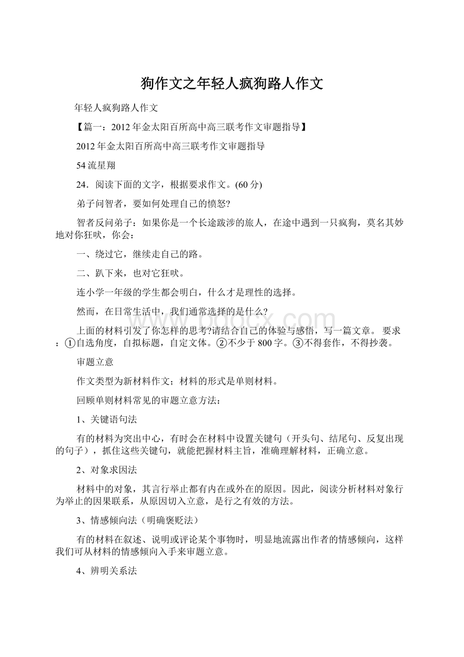 狗作文之年轻人疯狗路人作文Word格式文档下载.docx