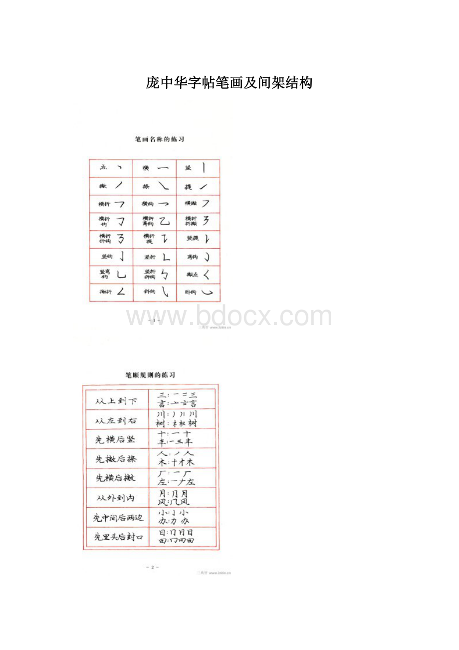 庞中华字帖笔画及间架结构.docx_第1页