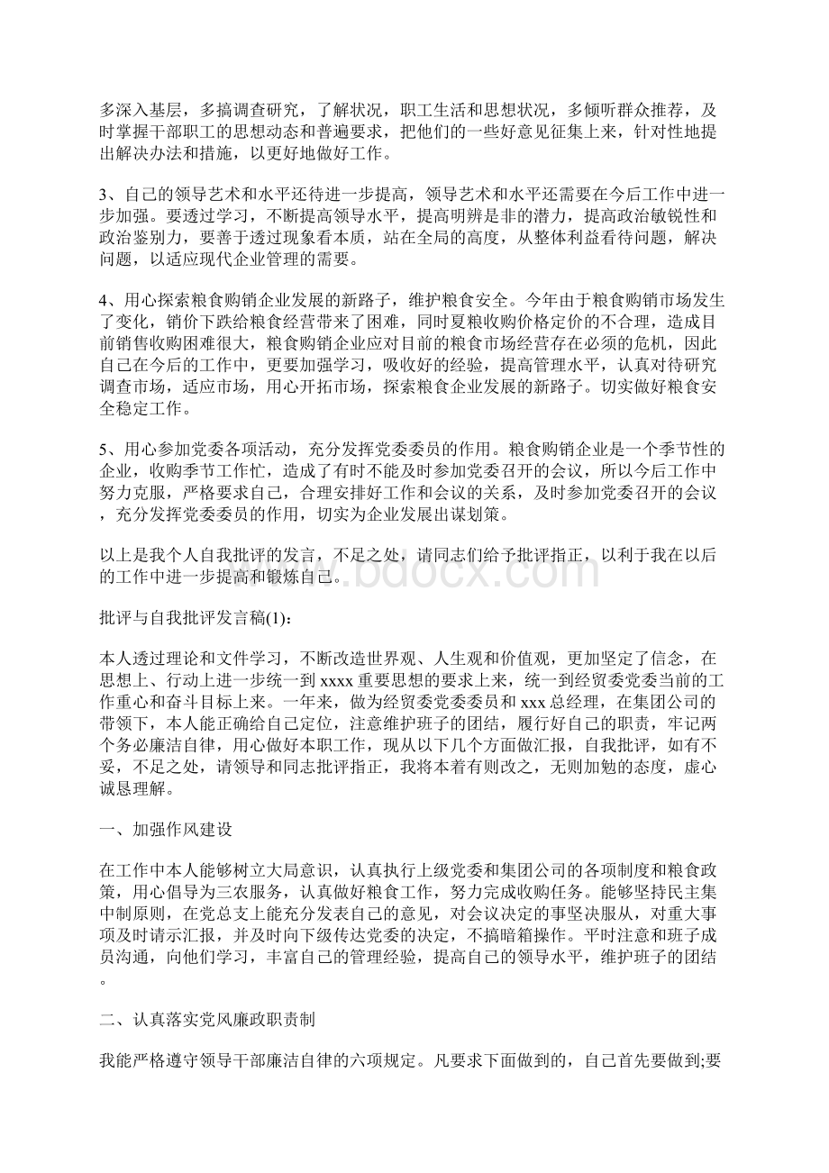 党员批评与自我批评发言稿多篇精选一Word文档格式.docx_第2页