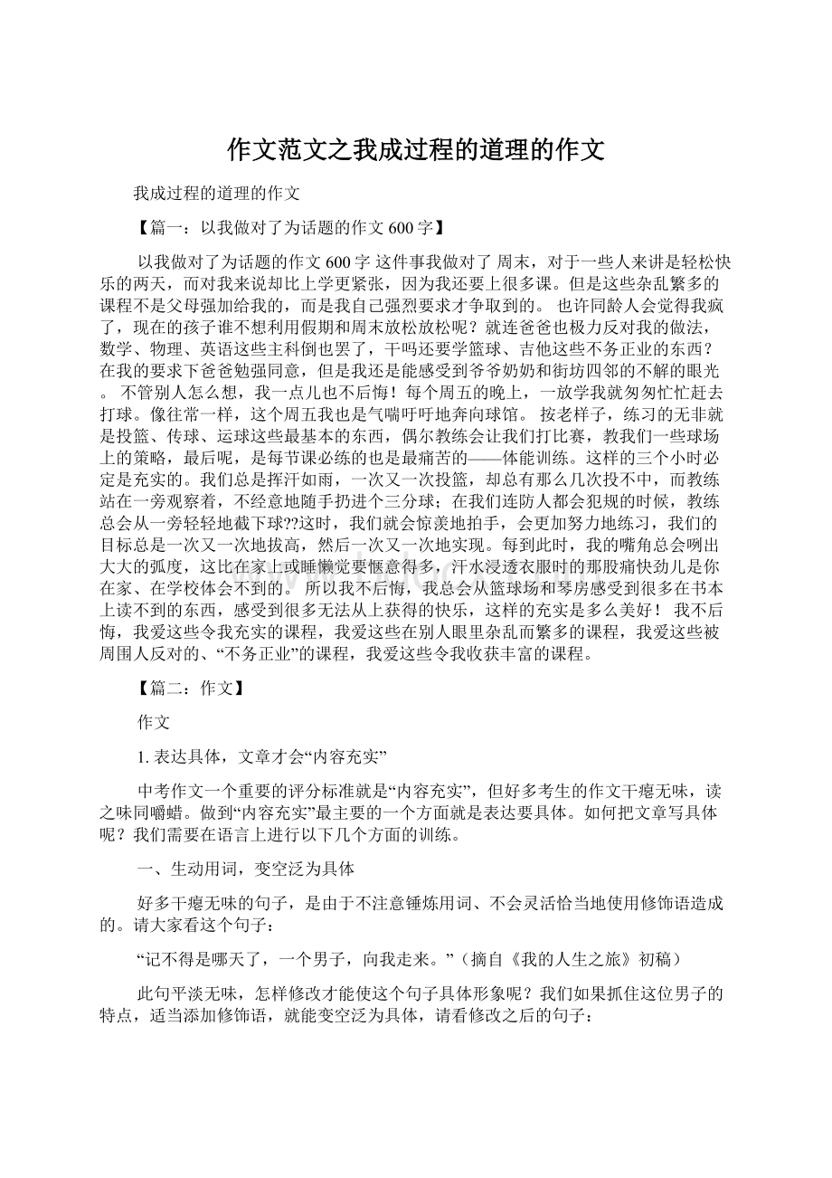 作文范文之我成过程的道理的作文文档格式.docx