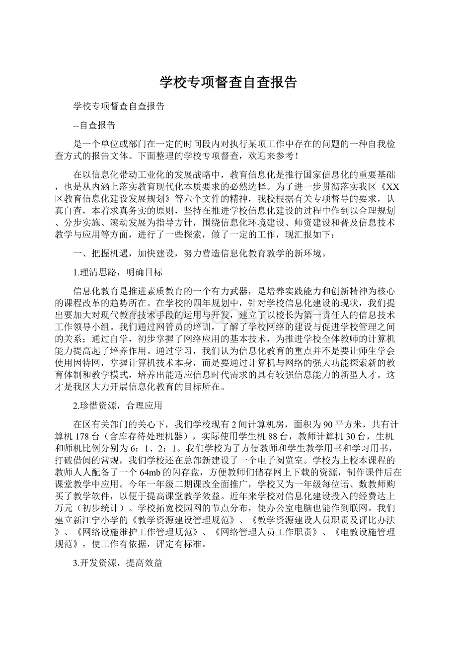 学校专项督查自查报告.docx