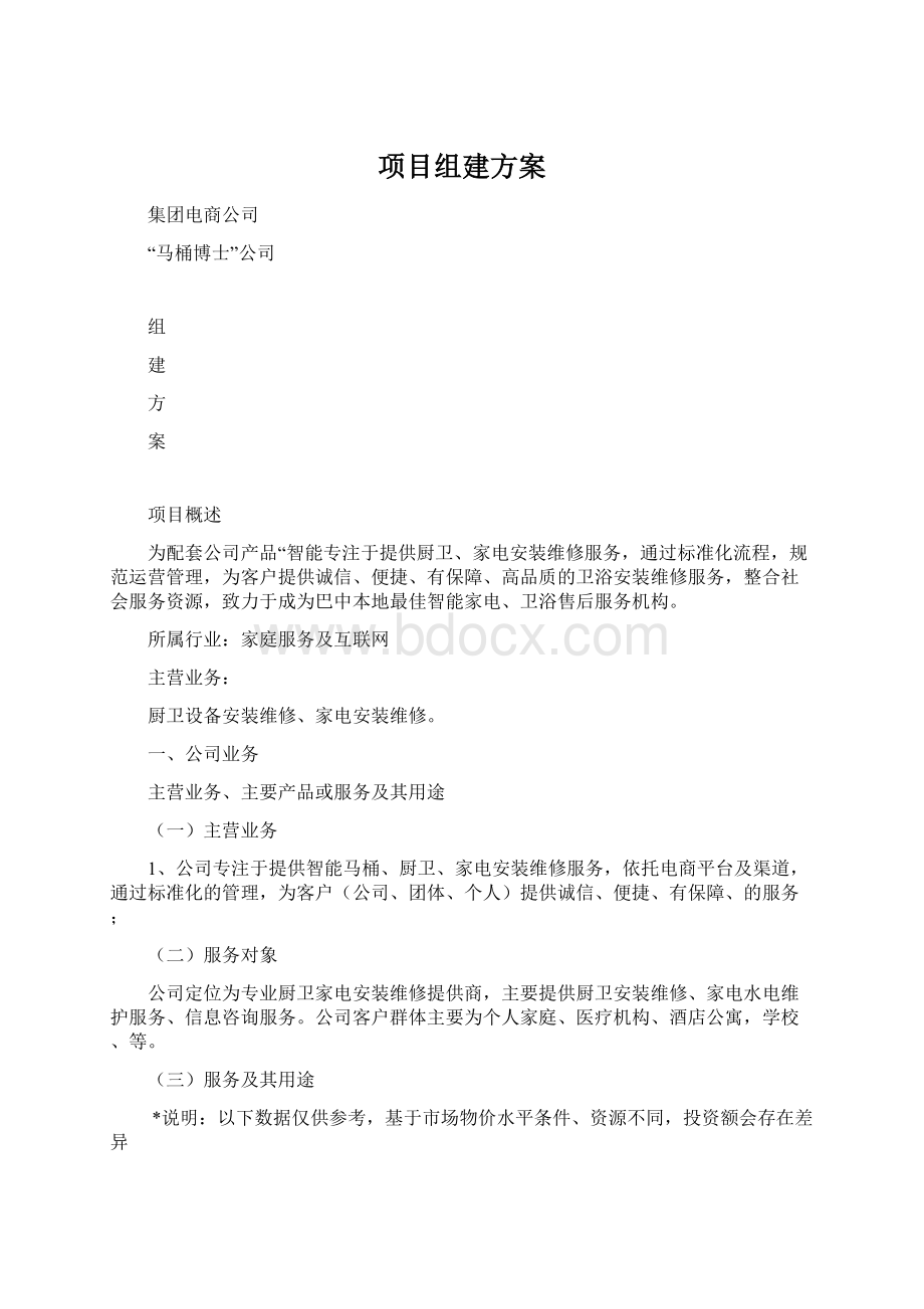 项目组建方案Word格式.docx