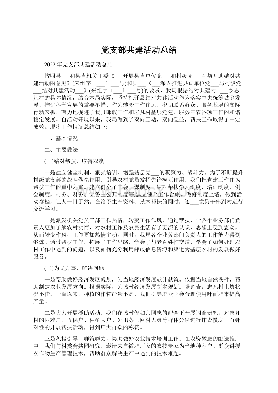 党支部共建活动总结.docx_第1页