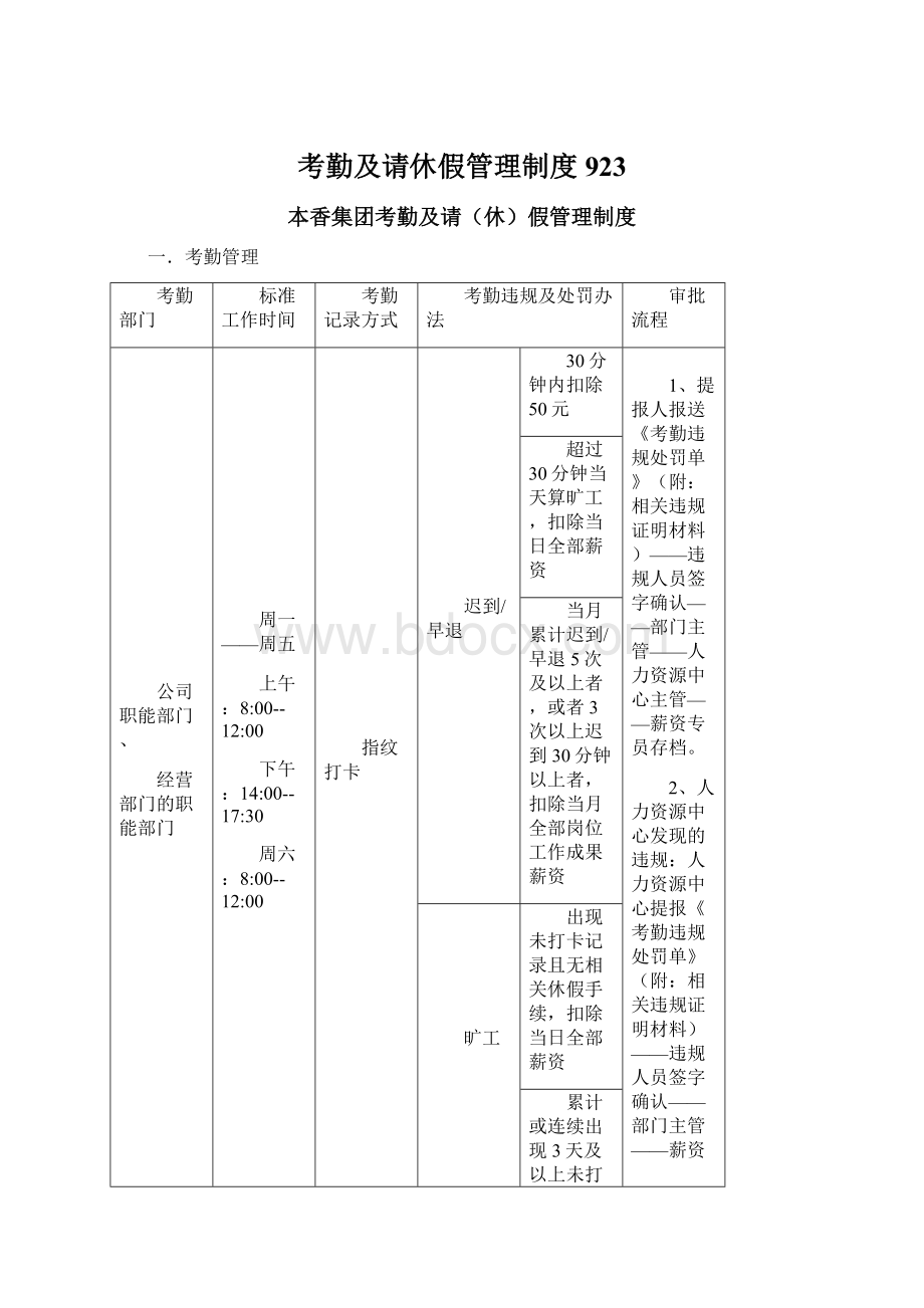 考勤及请休假管理制度923.docx_第1页