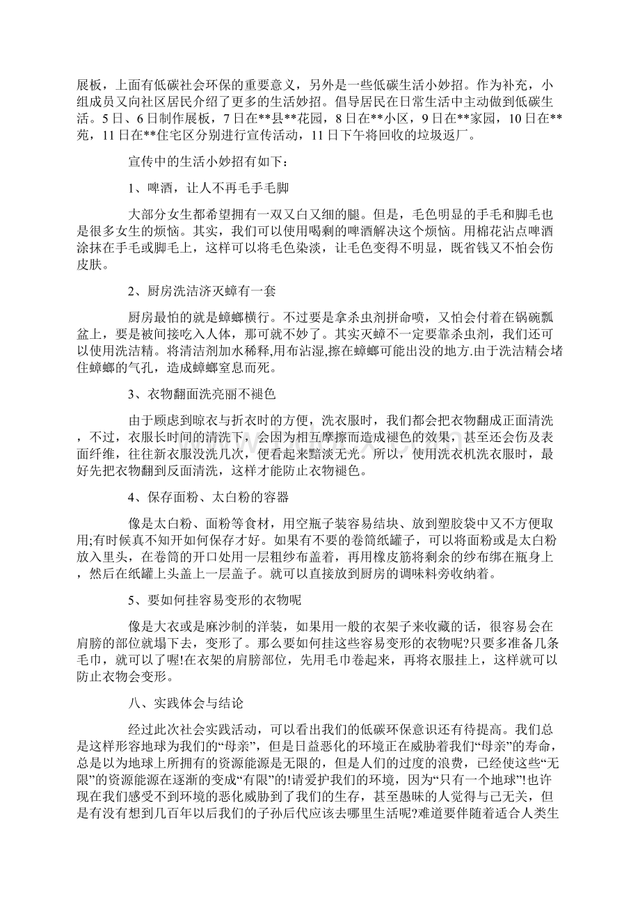 大学生暑期低碳环保社会实践报告文档格式.docx_第3页