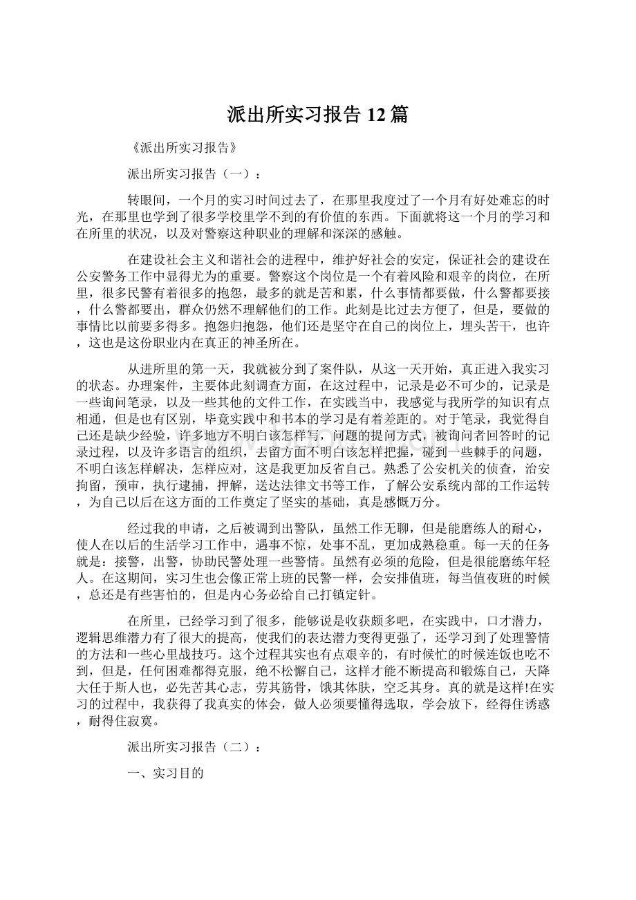 派出所实习报告12篇Word文件下载.docx