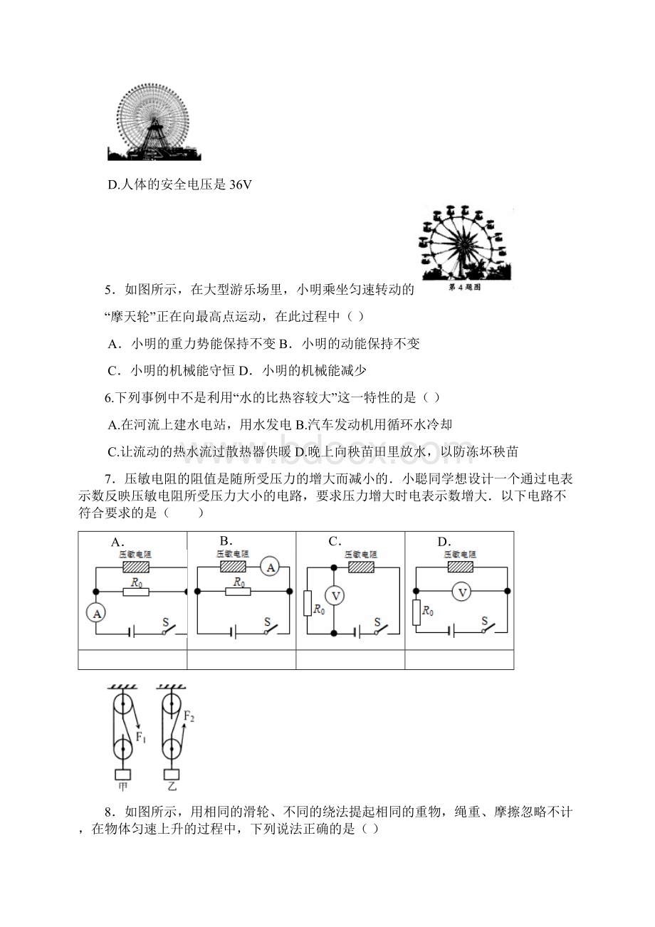 江苏省苏州市新区二中届九年级自主检测物理试题附答案734349Word文件下载.docx_第2页