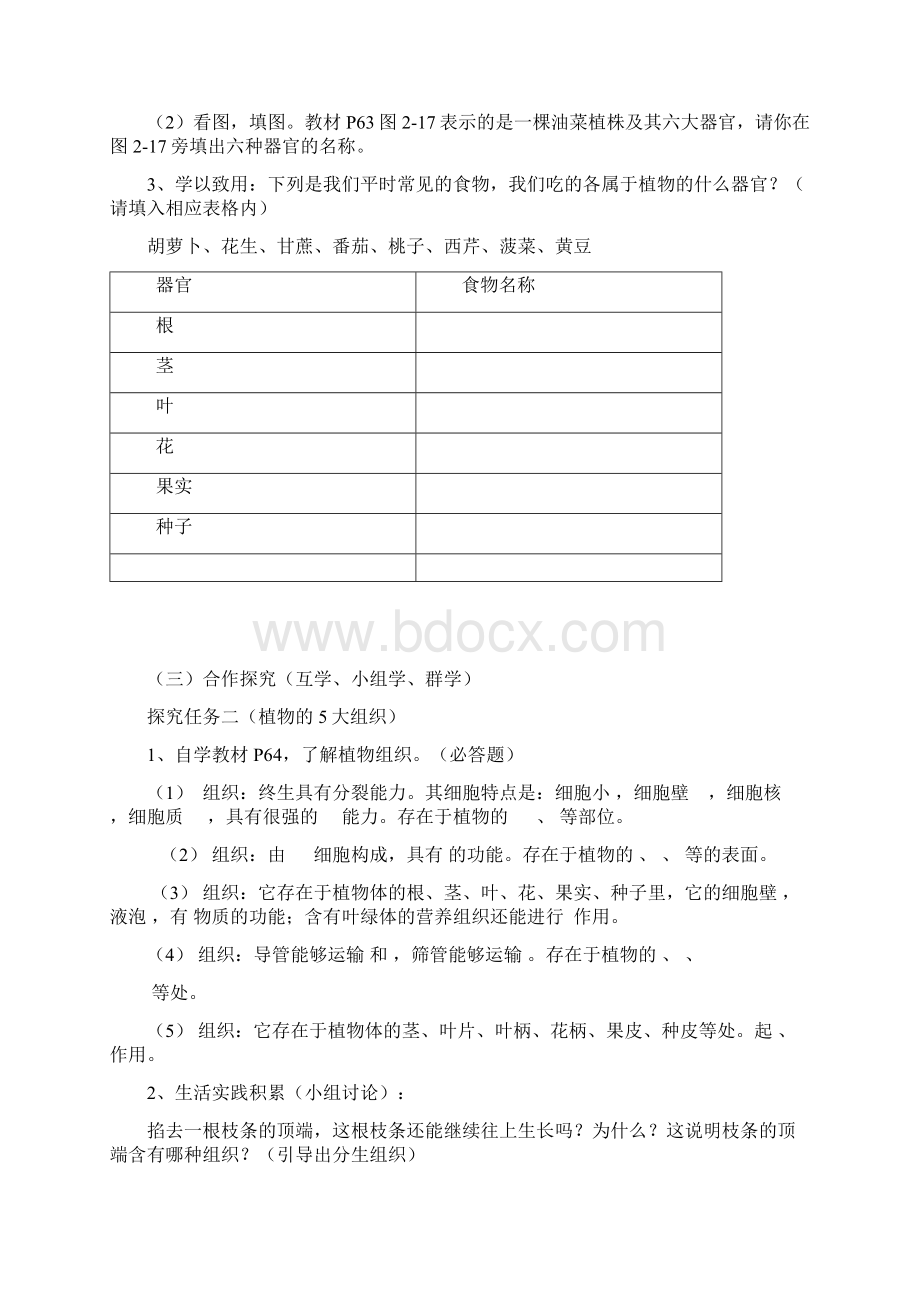 生物人教版七年级上册植物体的结构层次Word格式文档下载.docx_第3页