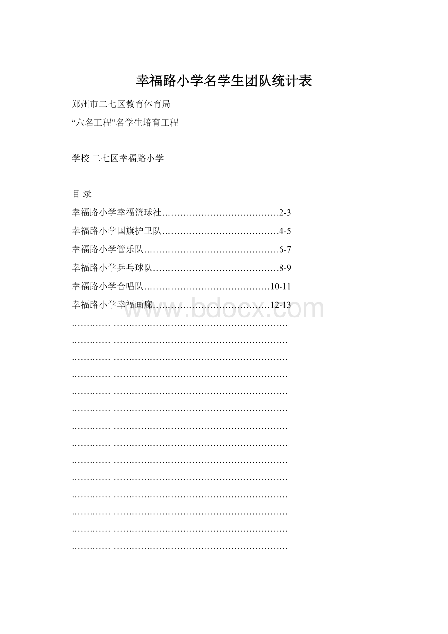 幸福路小学名学生团队统计表.docx_第1页
