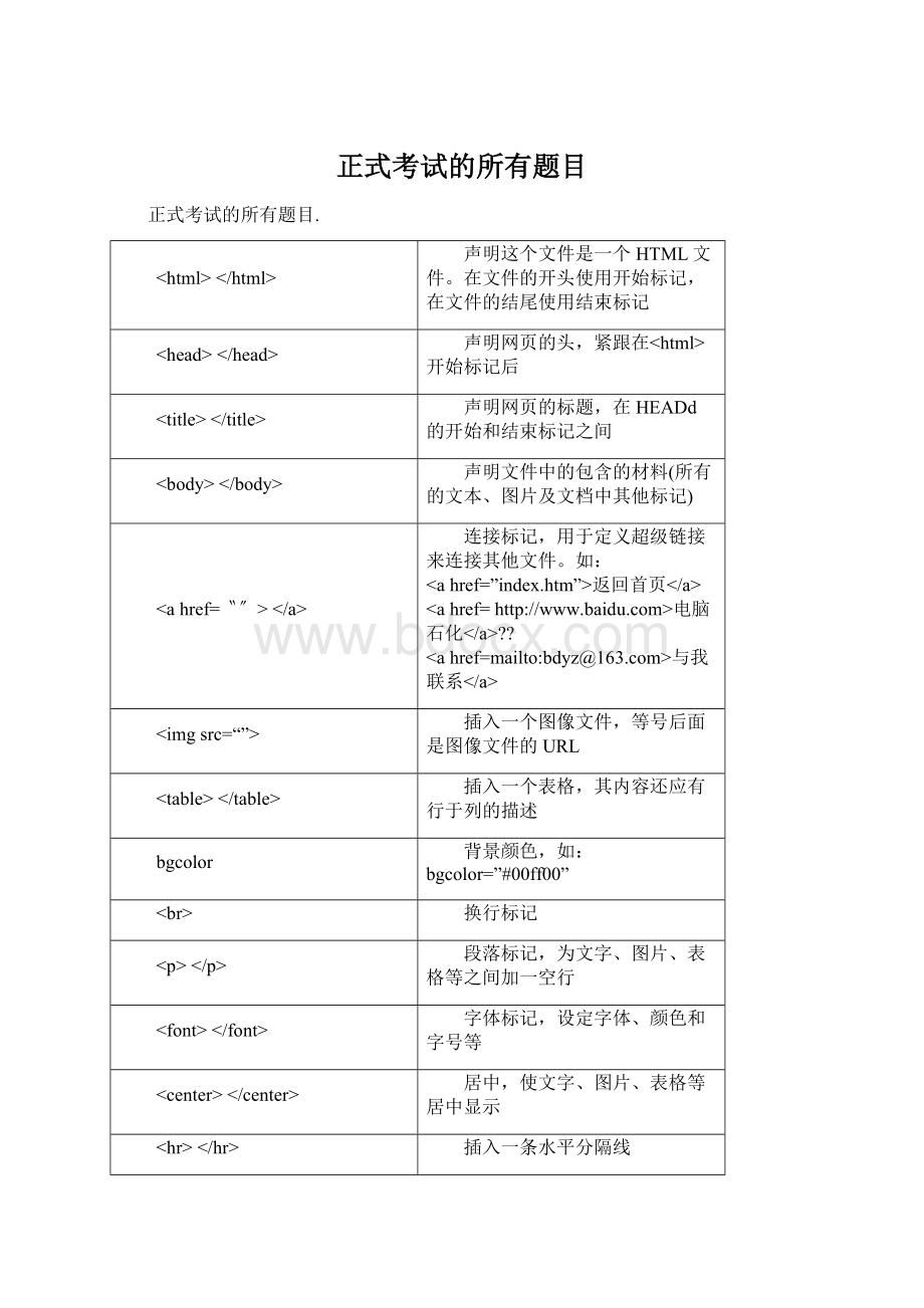 正式考试的所有题目Word格式.docx