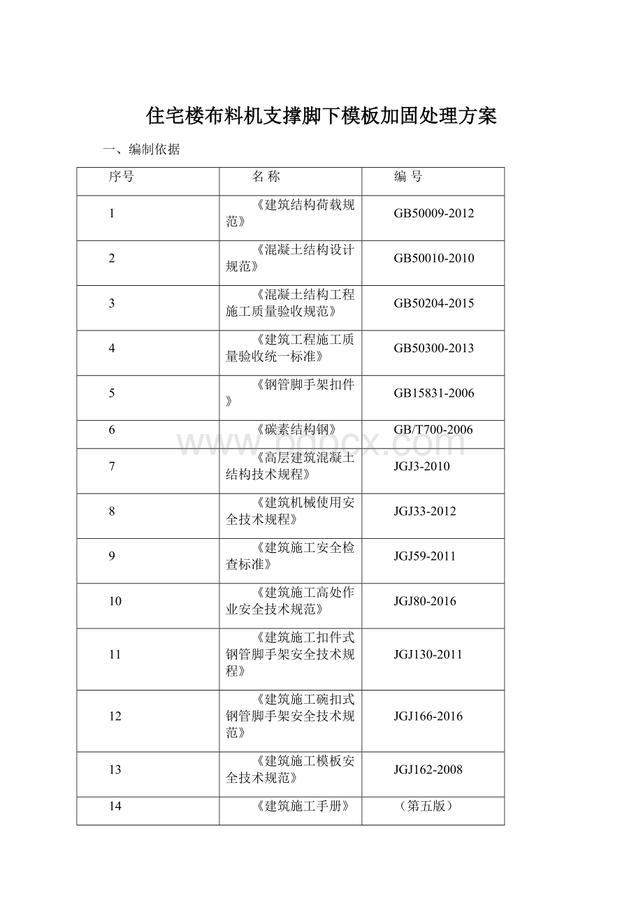 住宅楼布料机支撑脚下模板加固处理方案.docx_第1页