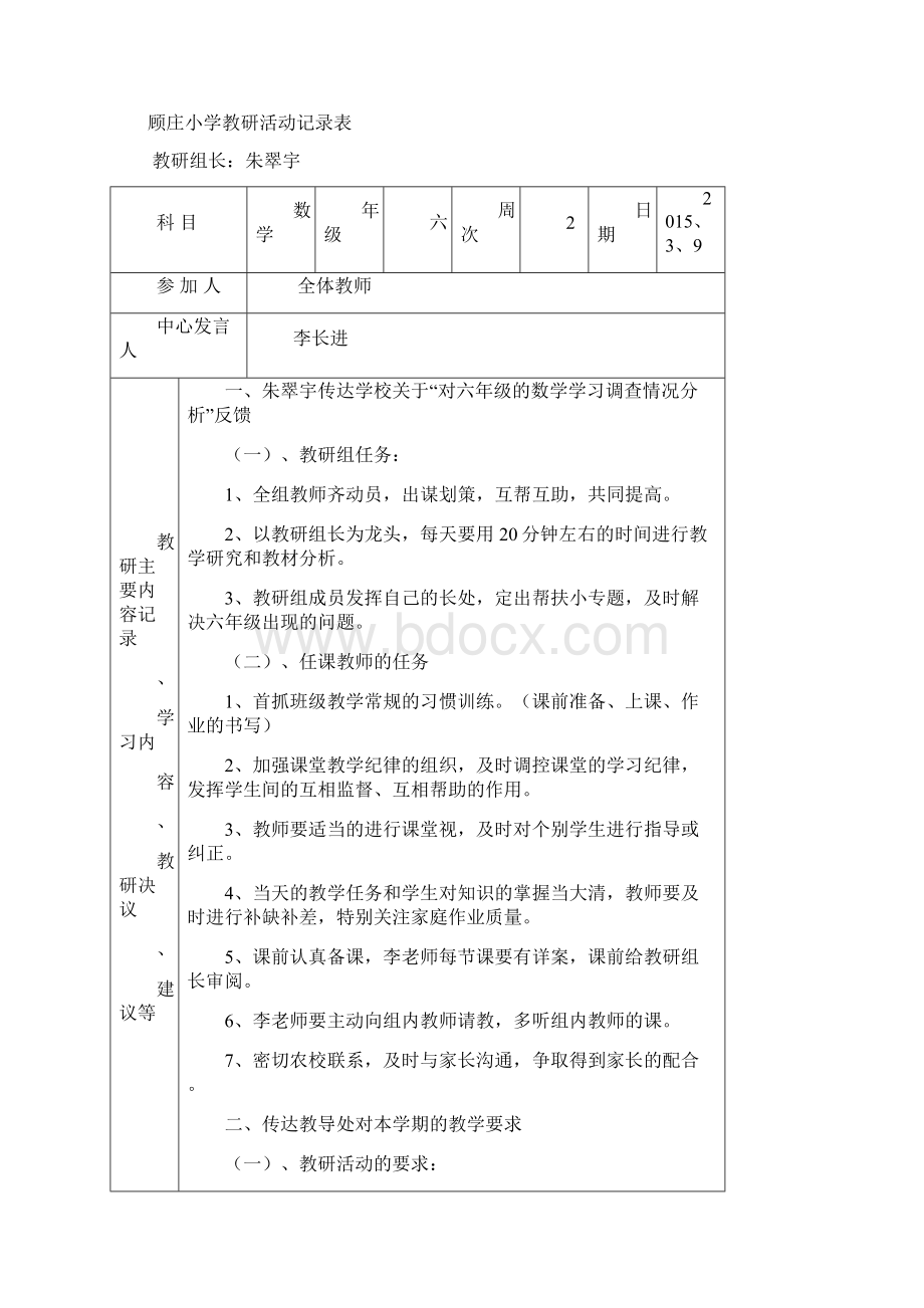 小学教研活动记录表Word文档下载推荐.docx_第2页