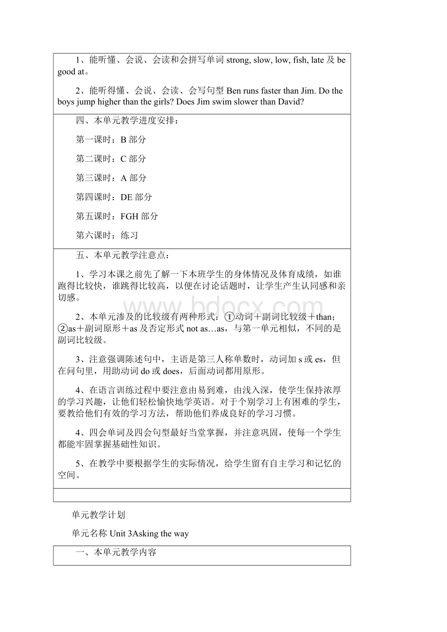 六年级下册英语 单元教学计划.docx_第3页