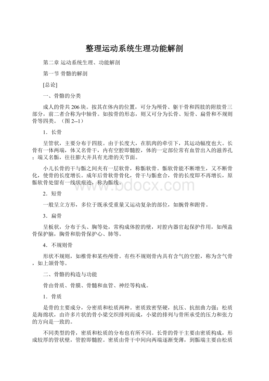 整理运动系统生理功能解剖.docx