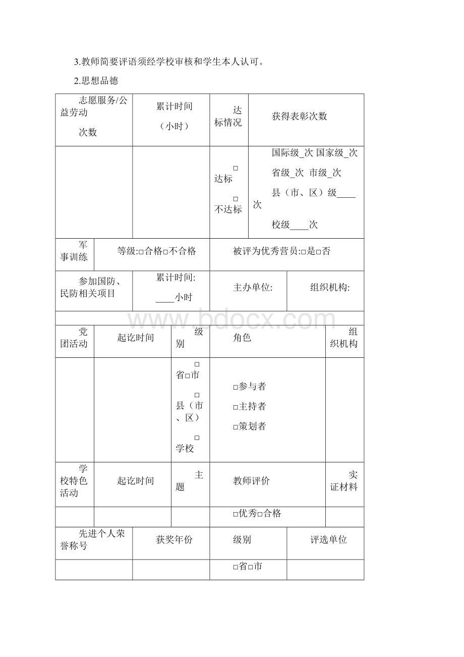 安徽省普通高中学生综合素质评价纪实报告模板.docx_第2页
