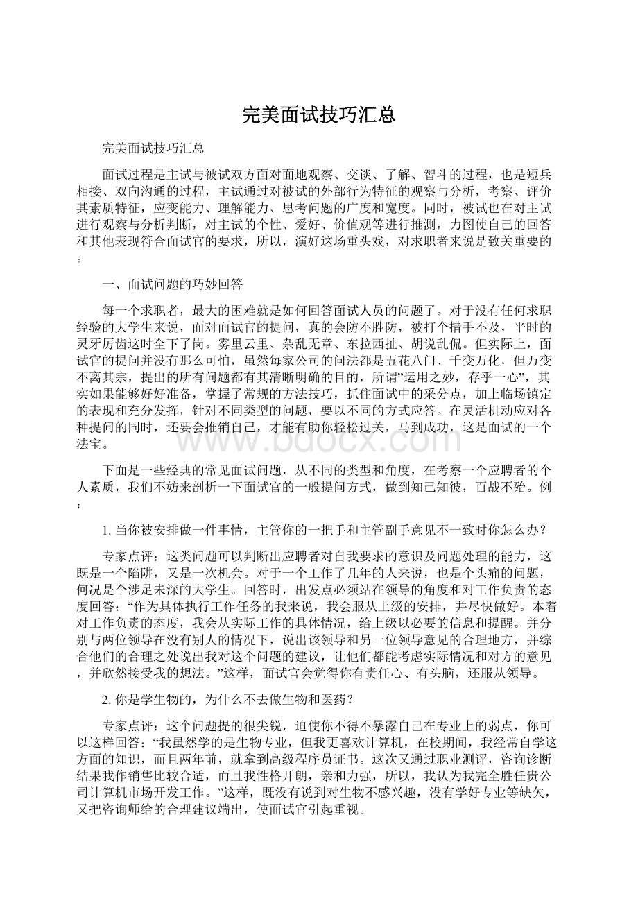 完美面试技巧汇总Word下载.docx