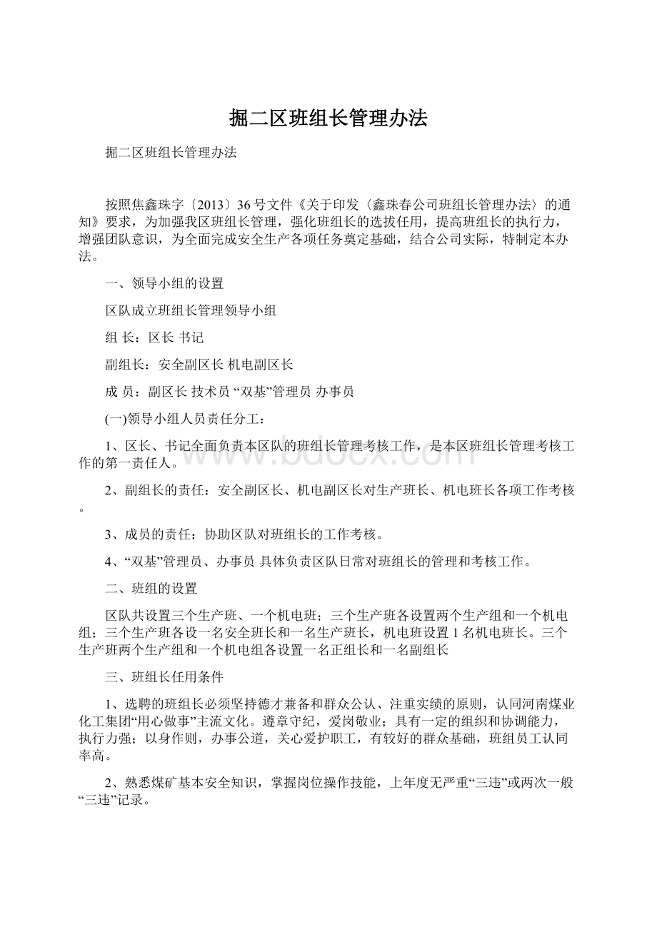 掘二区班组长管理办法文档格式.docx