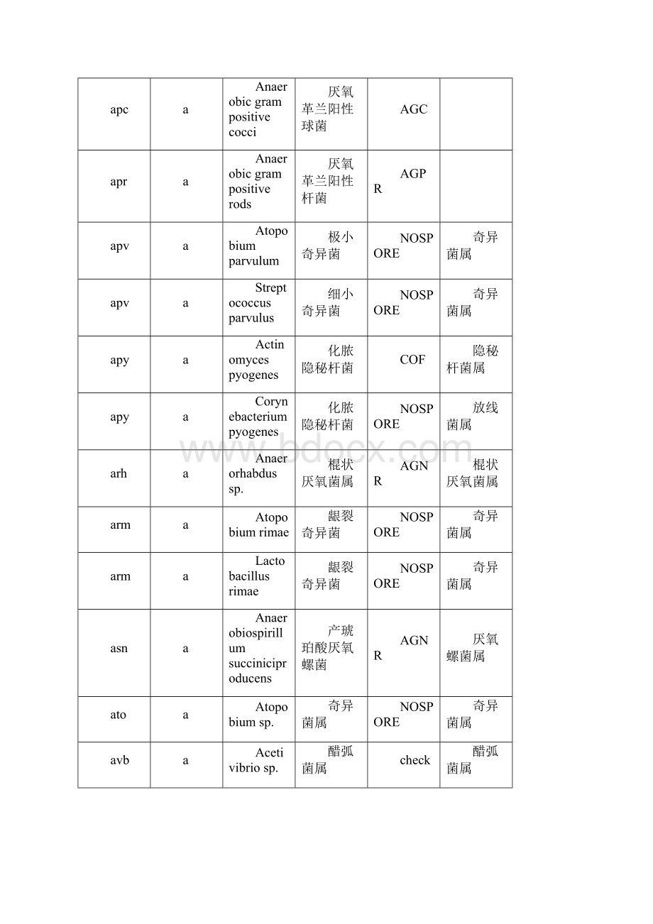 常见细菌中英文对照菌组菌属及代码厌氧菌部分.docx_第3页