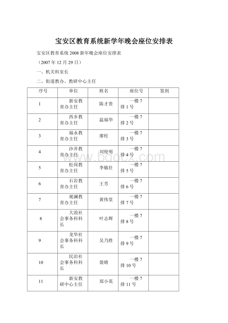 宝安区教育系统新学年晚会座位安排表.docx_第1页