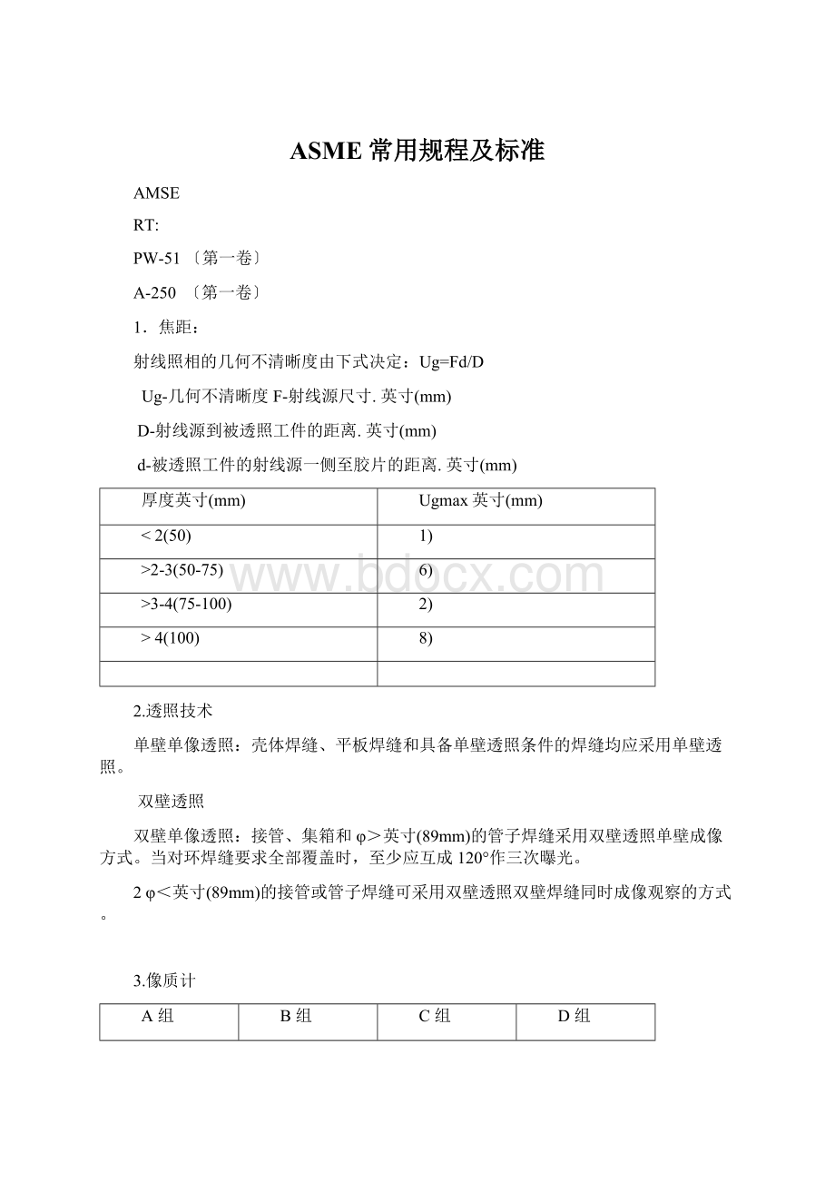 ASME常用规程及标准Word格式.docx