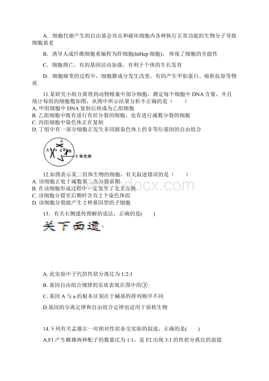 黑龙江省双鸭山市学年高三生物上学期期中试题无答案.docx_第3页