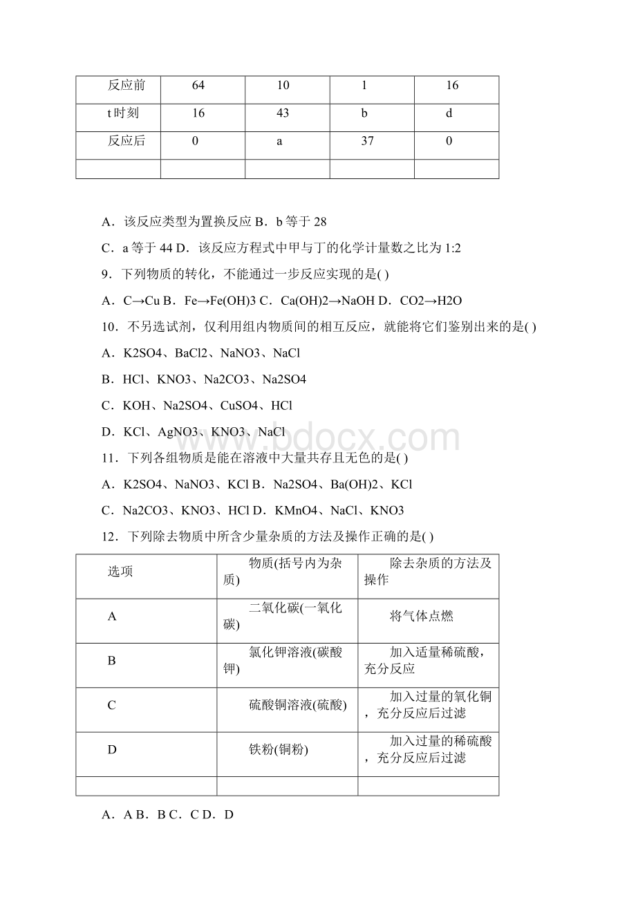 辽宁省大石桥市水源镇九年一贯制学校届九年级月考化学试题Word下载.docx_第3页