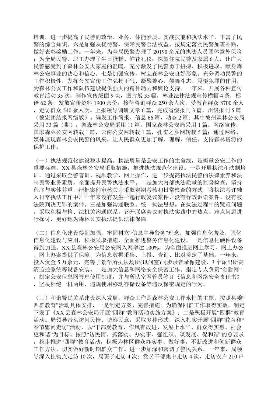 森林公安局度工作总结暨工作计划Word格式文档下载.docx_第2页