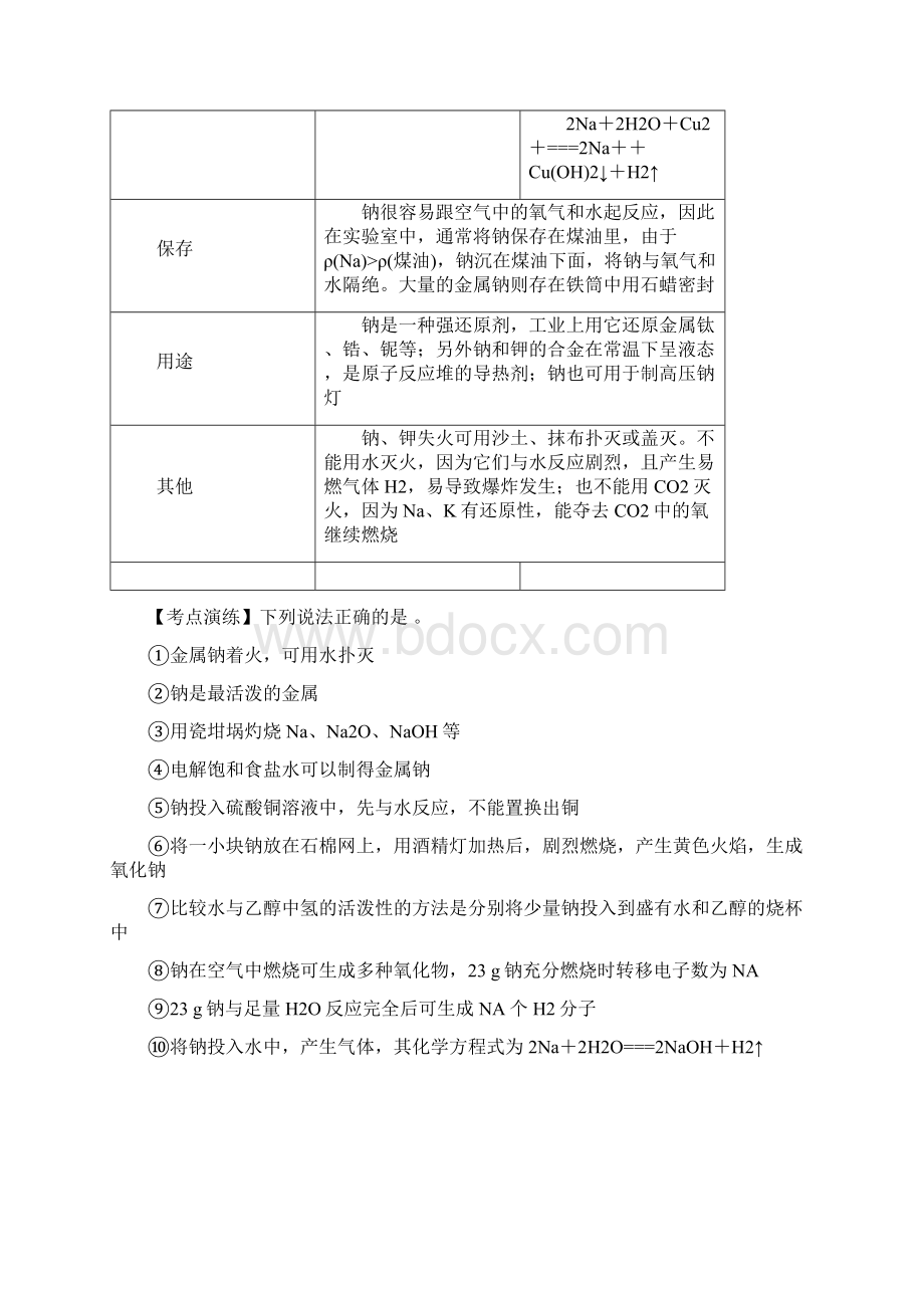 高考化学一轮总复习考点扫描专题06钠及其化合物学案.docx_第3页