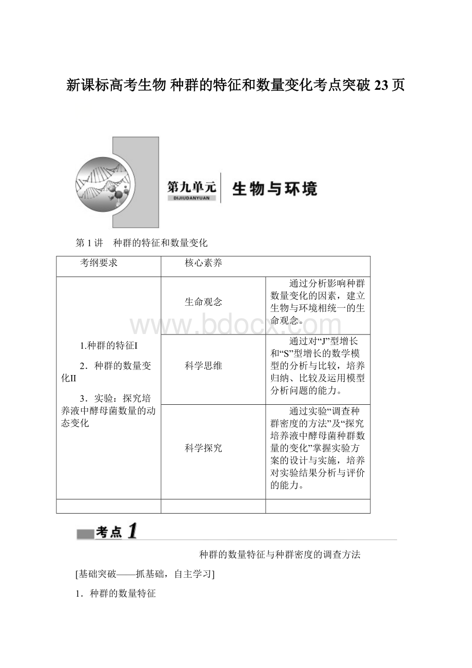 新课标高考生物 种群的特征和数量变化考点突破23页.docx_第1页