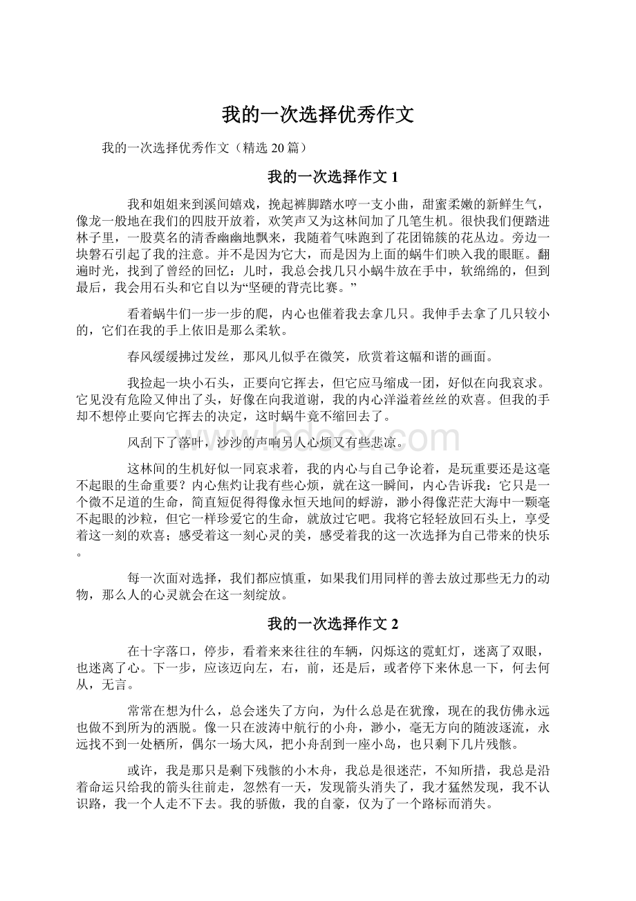 我的一次选择优秀作文.docx_第1页