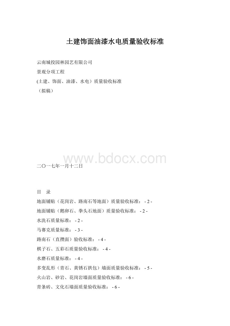 土建饰面油漆水电质量验收标准.docx_第1页