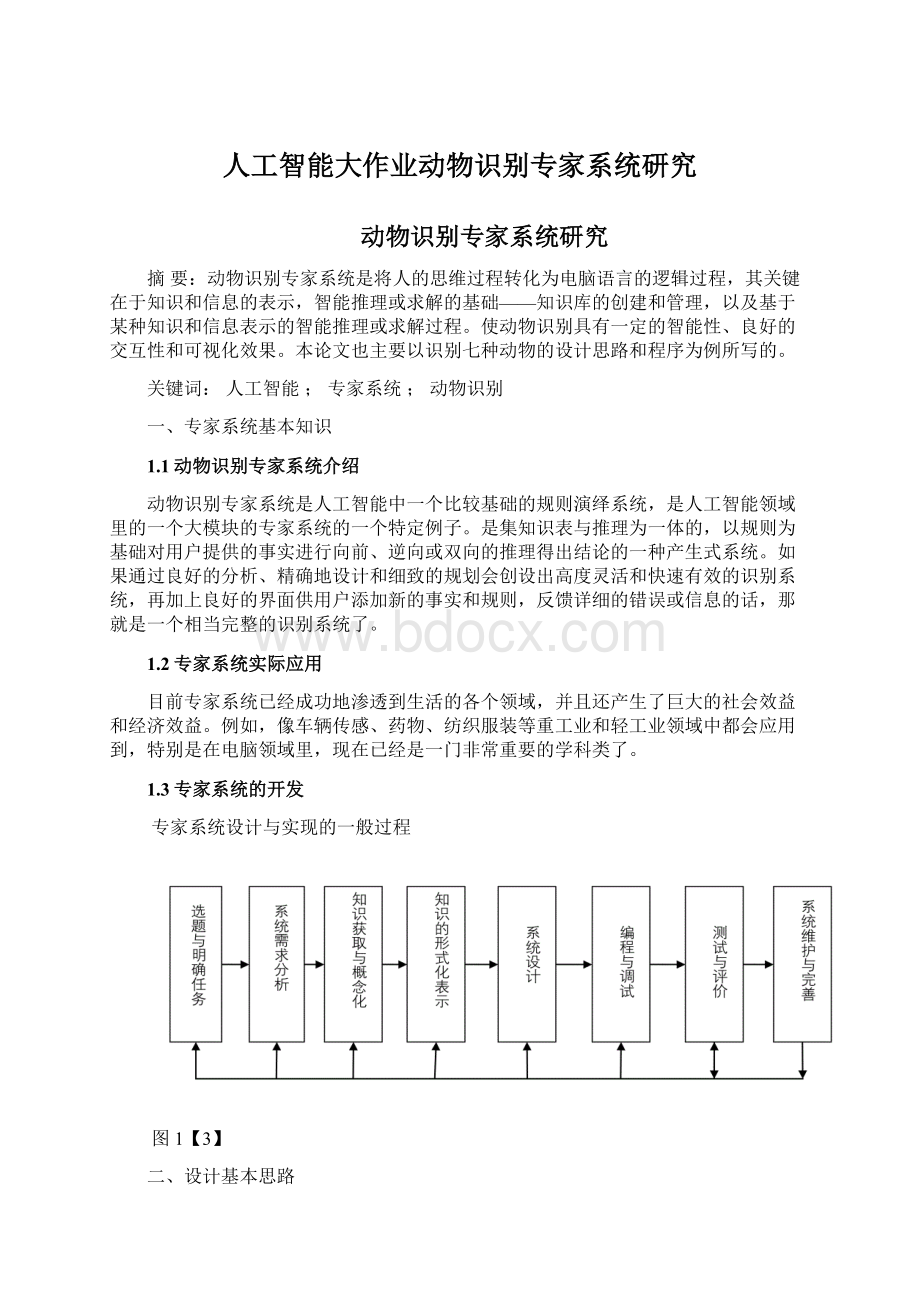 人工智能大作业动物识别专家系统研究.docx