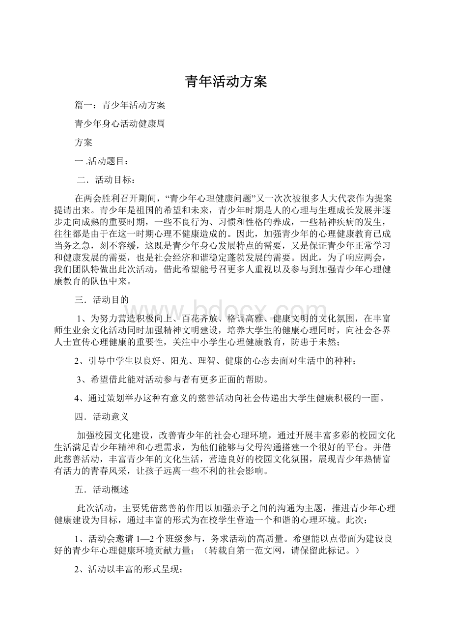 青年活动方案.docx