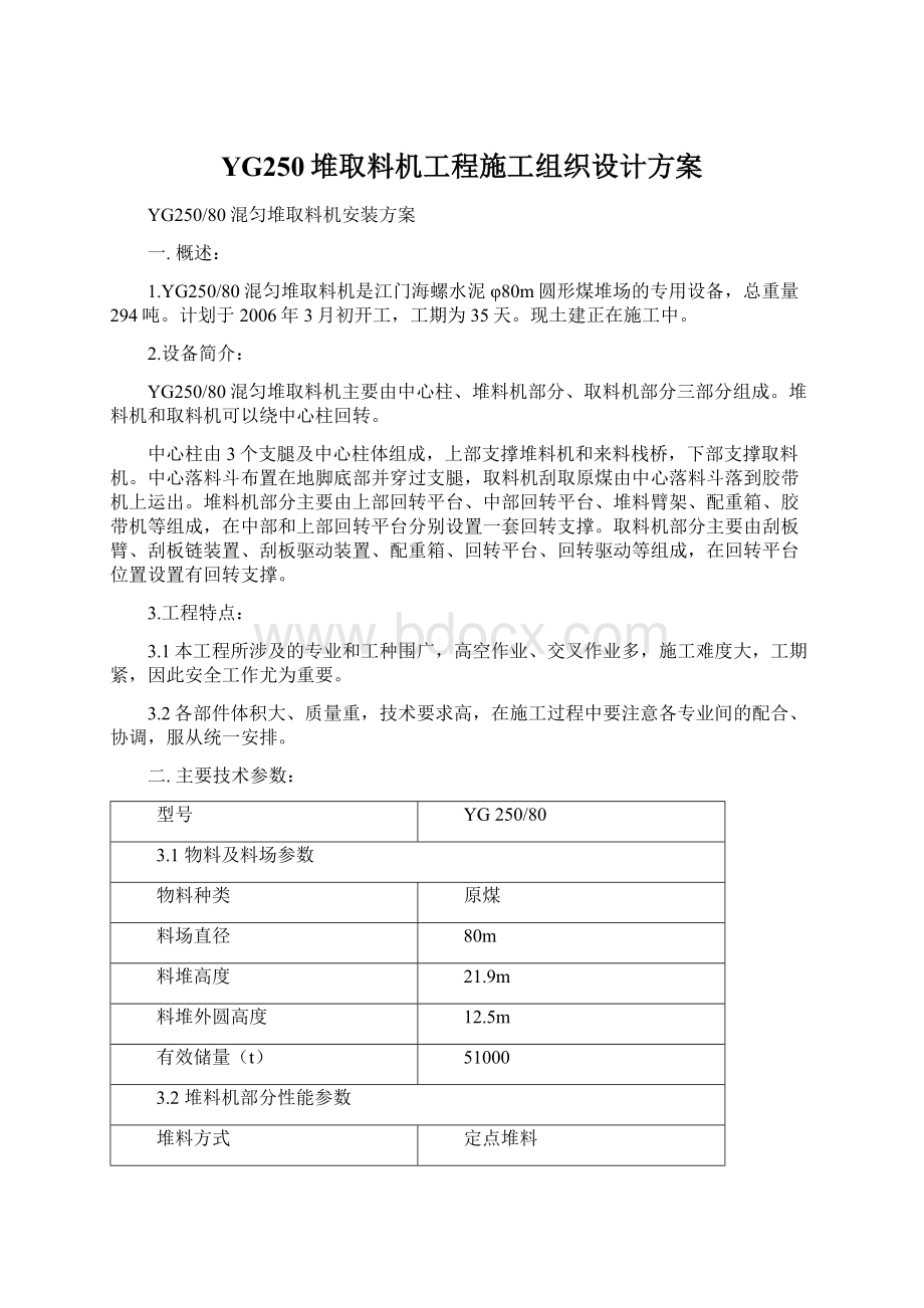 YG250堆取料机工程施工组织设计方案Word文档下载推荐.docx_第1页