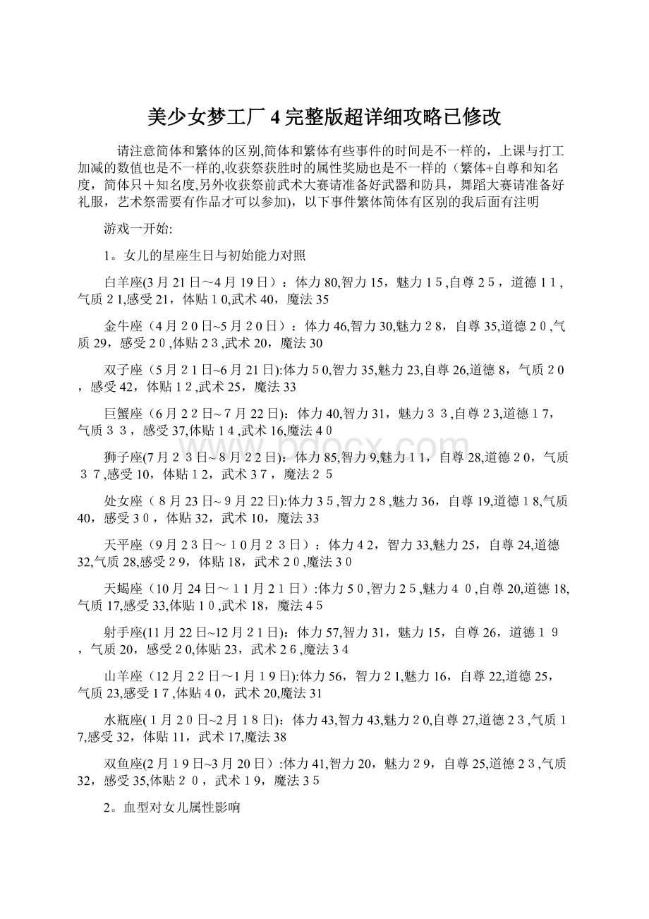 美少女梦工厂4完整版超详细攻略已修改.docx