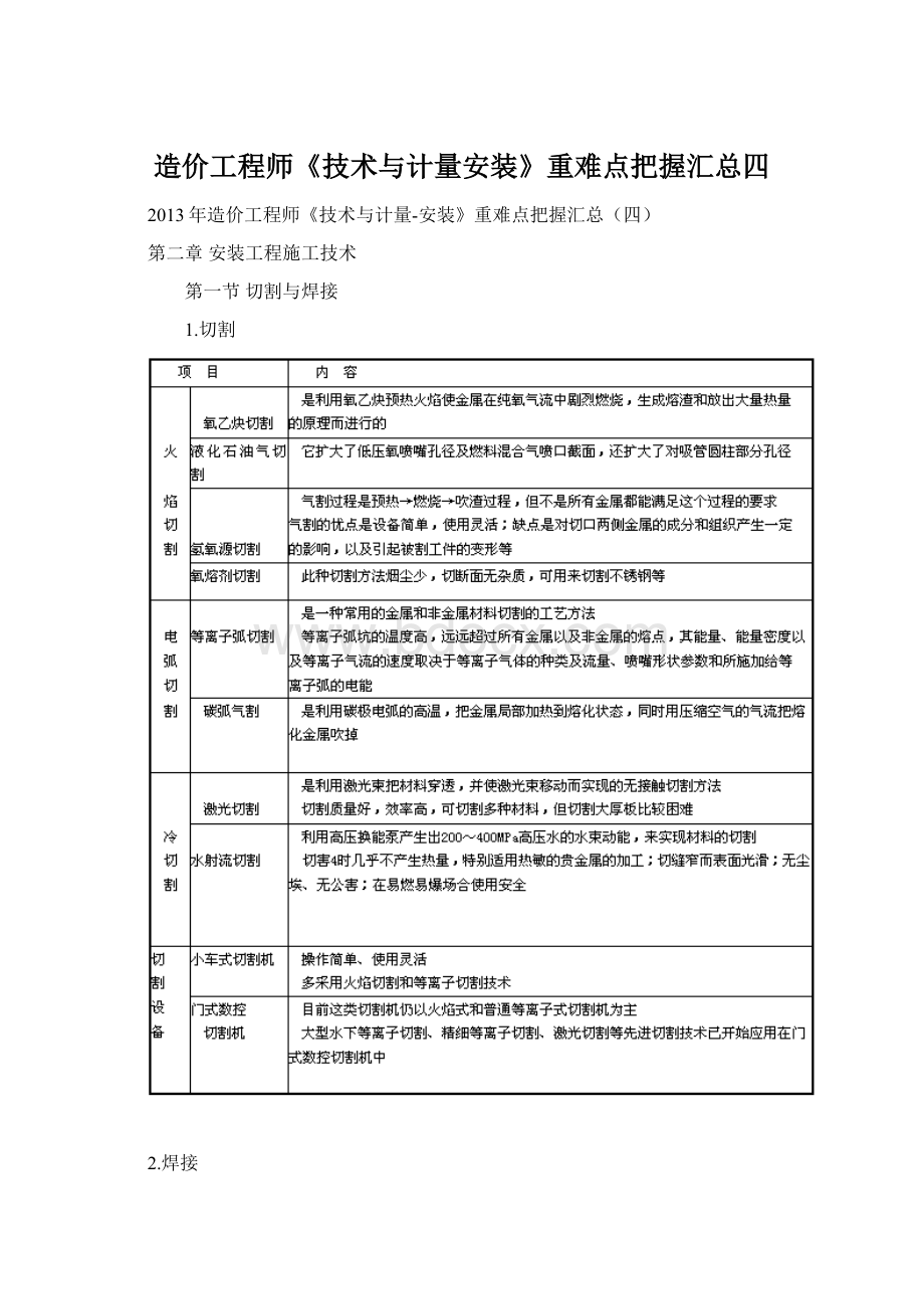 造价工程师《技术与计量安装》重难点把握汇总四.docx_第1页