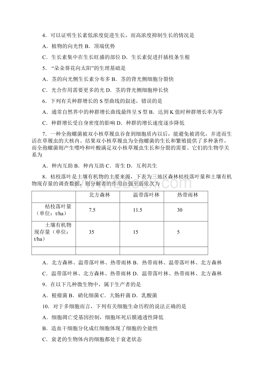 山东省聊城市四县六校学年高一生物下学期期末联考试题新人教版Word文档格式.docx_第2页