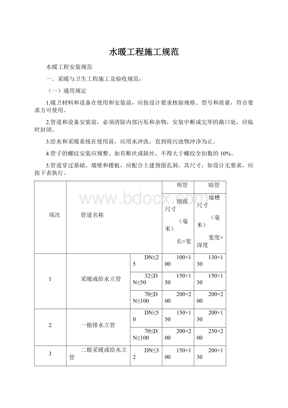 水暖工程施工规范.docx_第1页