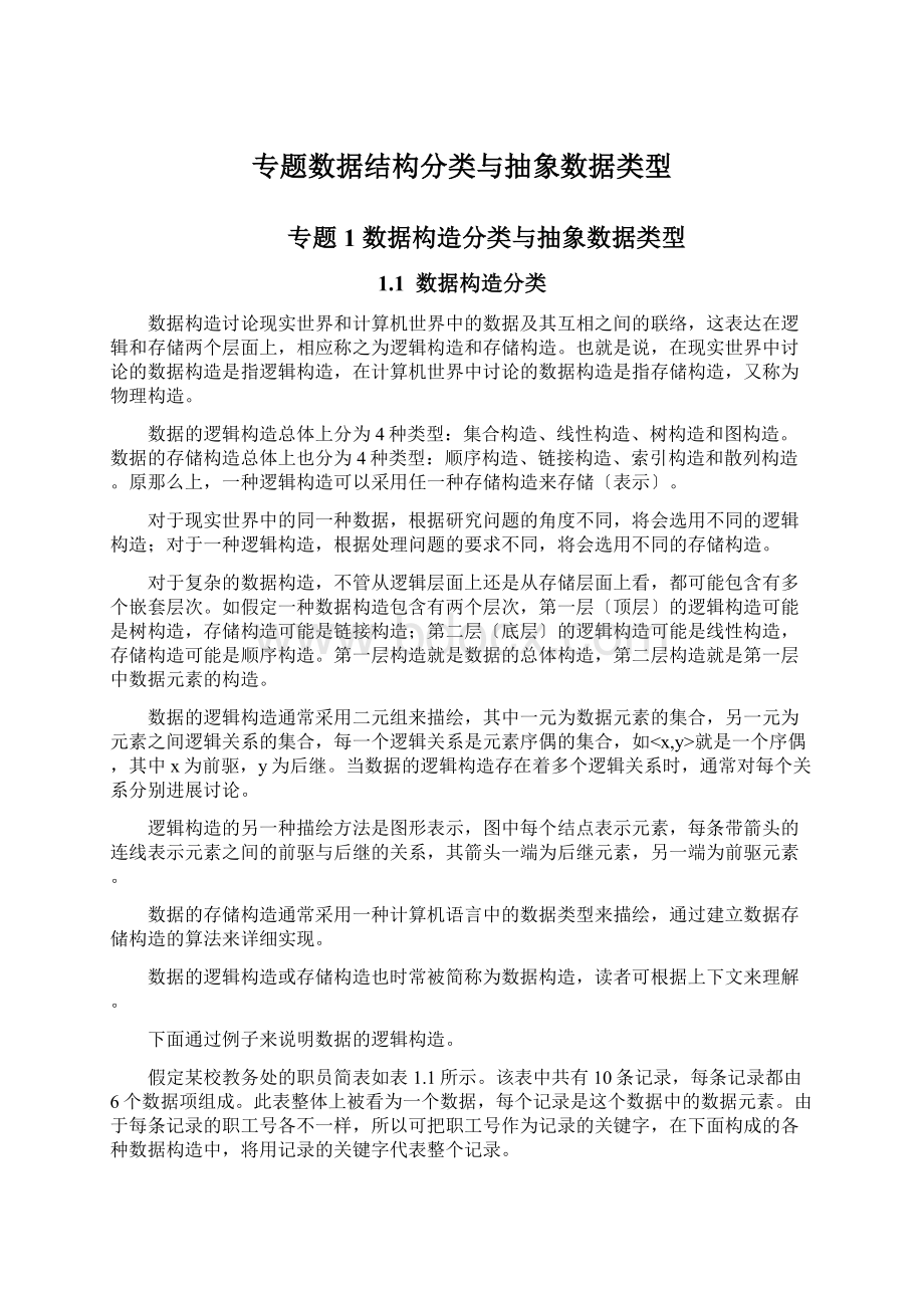 专题数据结构分类与抽象数据类型.docx_第1页